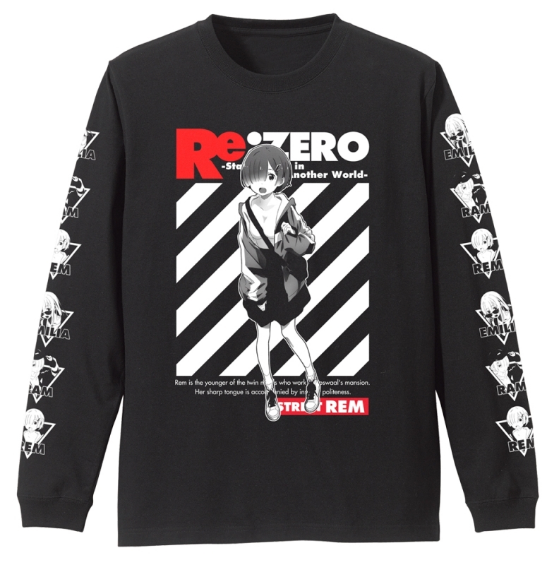 【グッズ-Tシャツ】Re:ゼロから始める異世界生活 レム 袖リブロングスリーブTシャツ ストリートファッションVer./BLACK-L