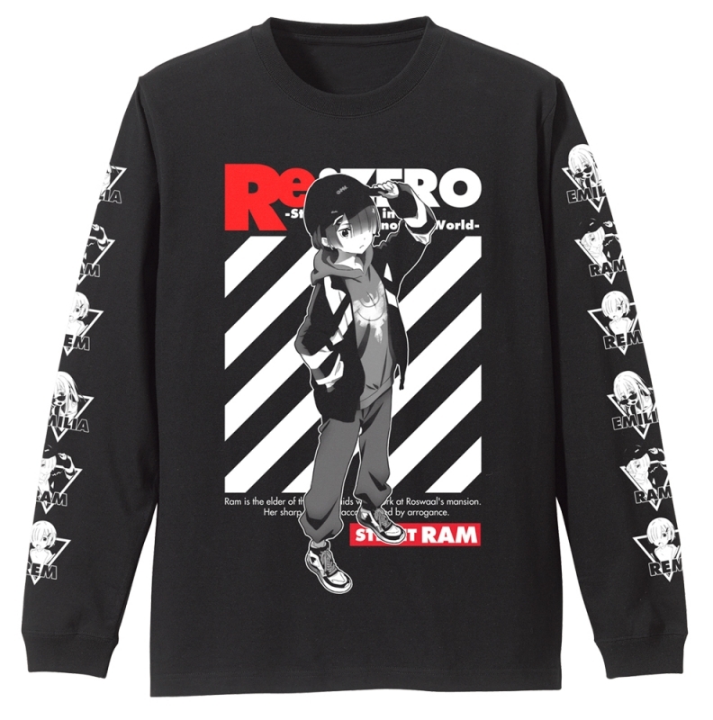 【グッズ-Tシャツ】Re:ゼロから始める異世界生活 ラム 袖リブロングスリーブTシャツ ストリートファッションVer./BLACK-M