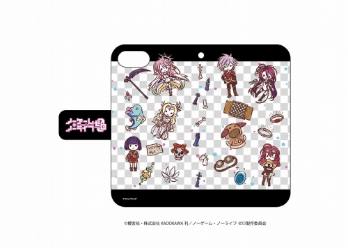 グッズ 携帯グッズ ノーゲーム ノーライフ ゼロ 手帳型スマホケース Iphone6 6s 7 8兼用 01 ちりばめデザイン ゲーマーズ キャラクターグッズ商品の総合通販