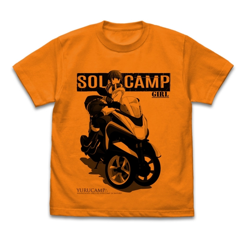 グッズ Tシャツ ゆるキャン 志摩リンと三輪バイク Tシャツ Orange L ゲーマーズ キャラクターグッズ商品の総合通販