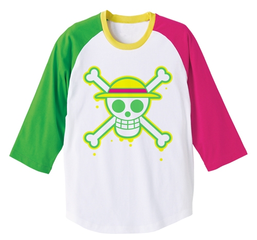 グッズ Tシャツ ワンピース 麦わらドクロ マルチカラーラグランtシャツ White Green Pink M ゲーマーズ キャラクターグッズ商品の総合通販