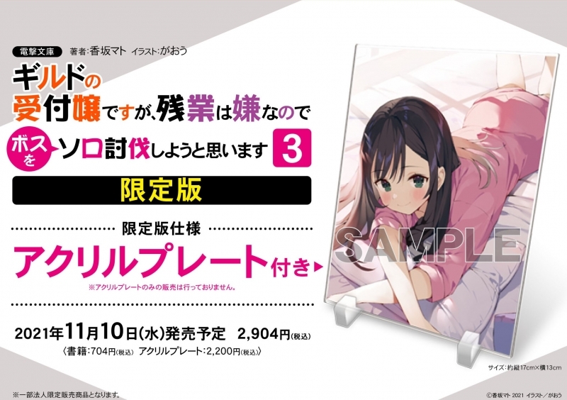 小説 ギルドの受付嬢ですが 残業は嫌なのでボスをソロ討伐しようと思います 3 限定版 アクリルプレート付 ゲーマーズ 書籍商品の総合通販