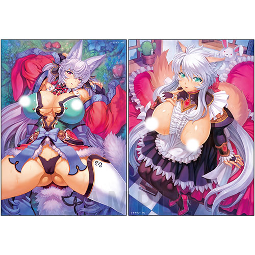 【D-2】2Lブロマイドセット(サイン本抽選シリアル付き) 妖狐&犬耳ウェイトレス