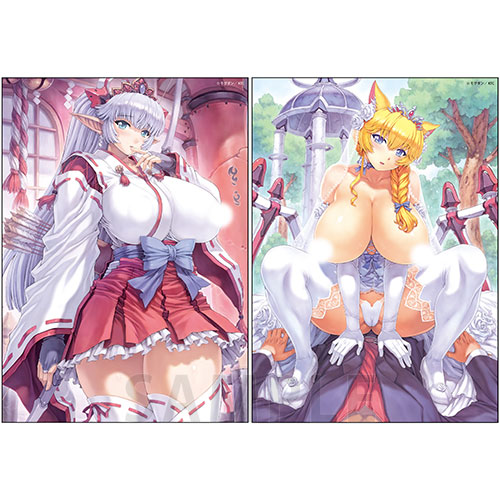 【D-6】2Lブロマイドセット(サイン本抽選シリアル付き) エルフ巫女&ウエディング獣耳娘
