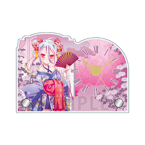 ミニアクリルクロック　白　和服サイバー ver.